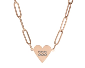 333 Angel Number Necklace | Angel number heart necklace