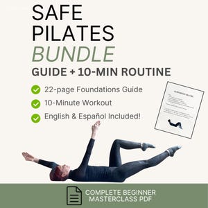 Complete Safe Pilates Bundle, Beginner Guide & 10 Minute Daily Workout Routine PDF, Core Strength Alignment, Low Back Pain Exercise,Download