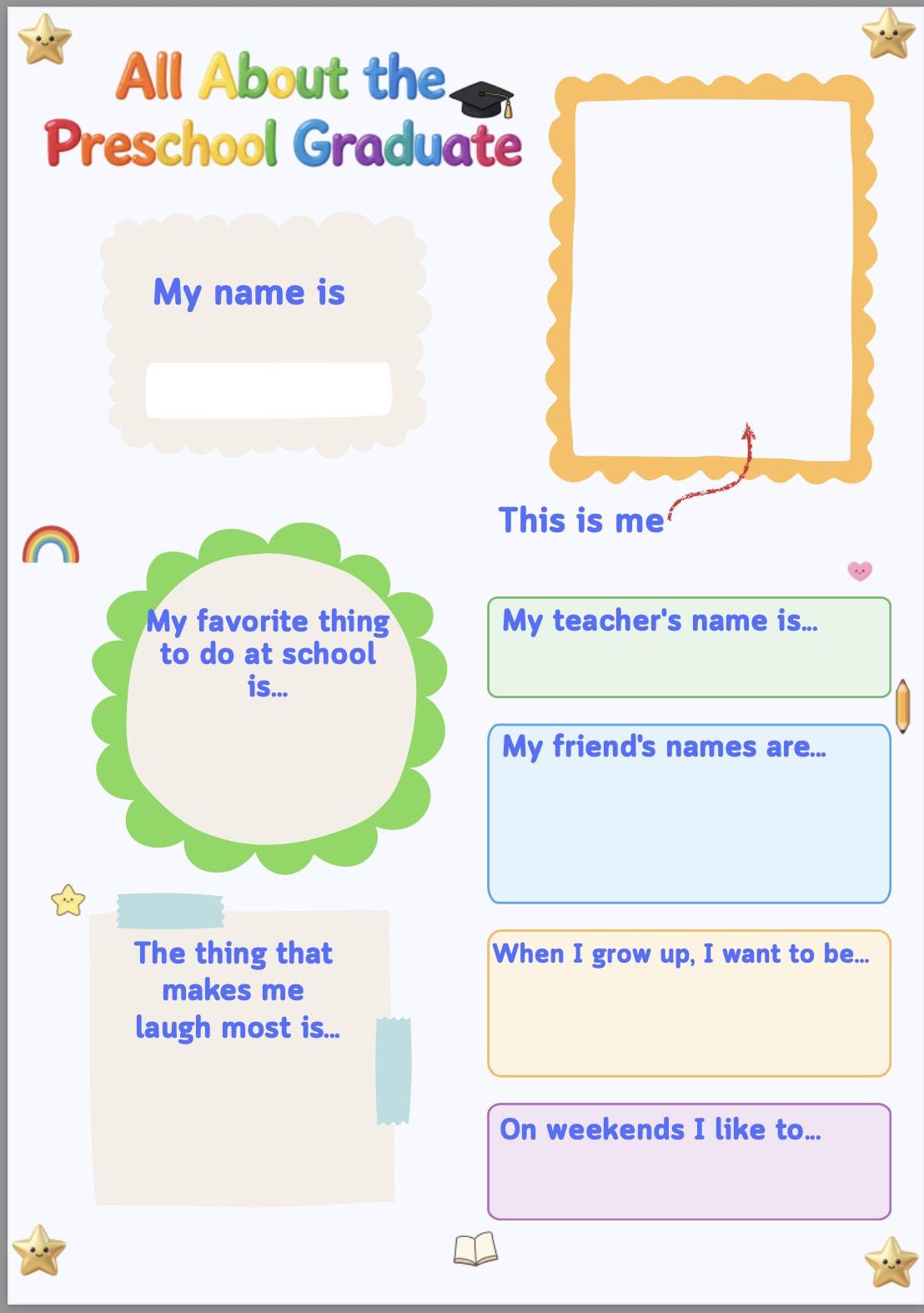 Preschool Graduation Questionnaire Keepsake Interview (instant Download ...