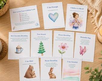 Calming Corner Cards for Kids | Printable Calm Down Cards | Mindfulness & Breathing Exercises | Positive Affirmation | Instant Download