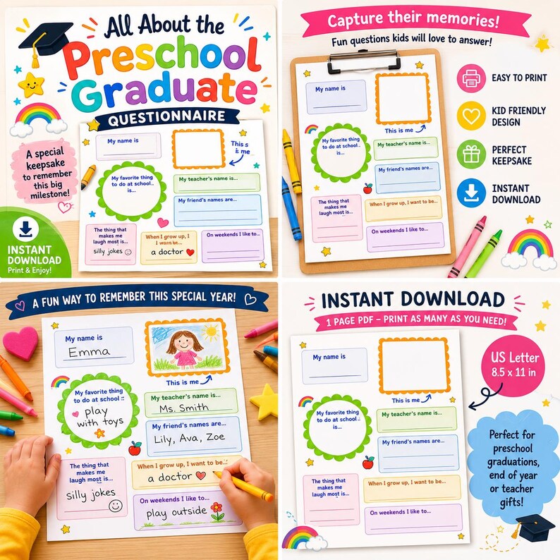 Preschool Graduation Questionnaire Keepsake Interview (instant Download ...