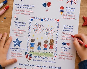 4th of July Kids Interview Printable | Independence Day Keepsake Activity (Digital Download)
