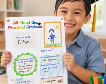 Cuestionario de graduación preescolar: Entrevista de recuerdo (Descarga instantánea)