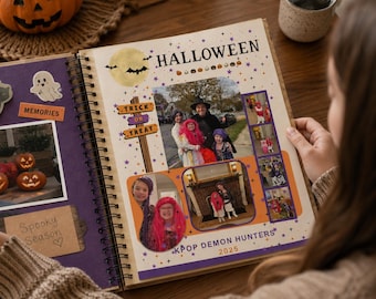 Halloween Scrapbook Page Template | Trick or Treat Photo Collage (Digital Download)