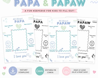 Recuerdo de la entrevista con papá y el abuelo / Actividad para el Día del Padre (Descarga digital)