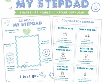 Recuerdos imprimibles y cupones "Todo sobre mi padrastro" (Descarga digital)