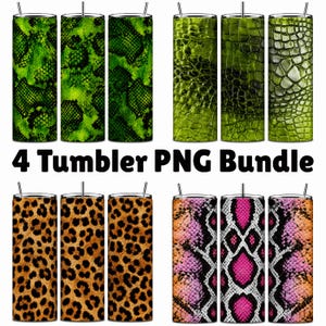Exotic Animal Print Tumbler Wrap Bundle | 4 PNG Designs (Digital Download)