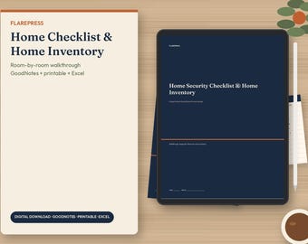 Home Inventory & Home Checklist Bundle | GoodNotes House Binder, Room by Room Walkthrough, Away From Home Plan, Insurance Inventory | Excel
