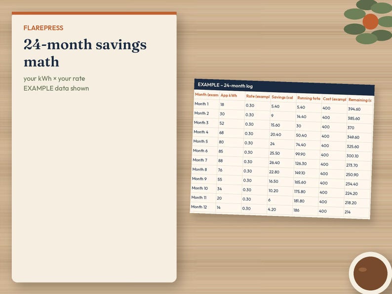 Plug-In Solar Planner & Savings Log | Balcony Solar Tracker Printable | Balkonkraftwerk Log | Solar Payback Worksheet | US Letter + A4 image 4