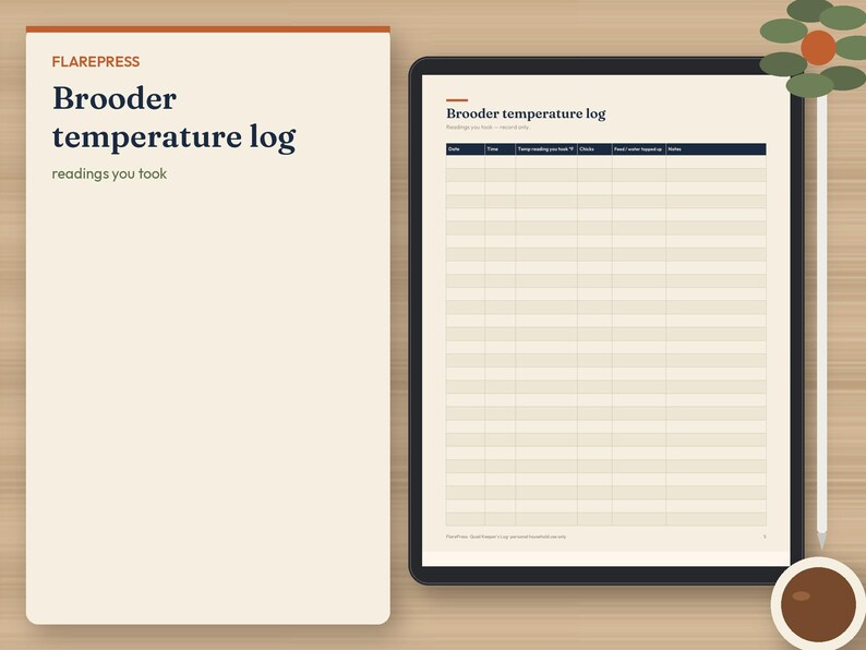 Registro de cría de codornices y calculadora de costos de huevos / Cuenta regresiva para la eclosión, registro de incubadora, registro de temperatura de criadora, seguimiento de puesta y alimentación / PDF imprimible, Excel imagen 5