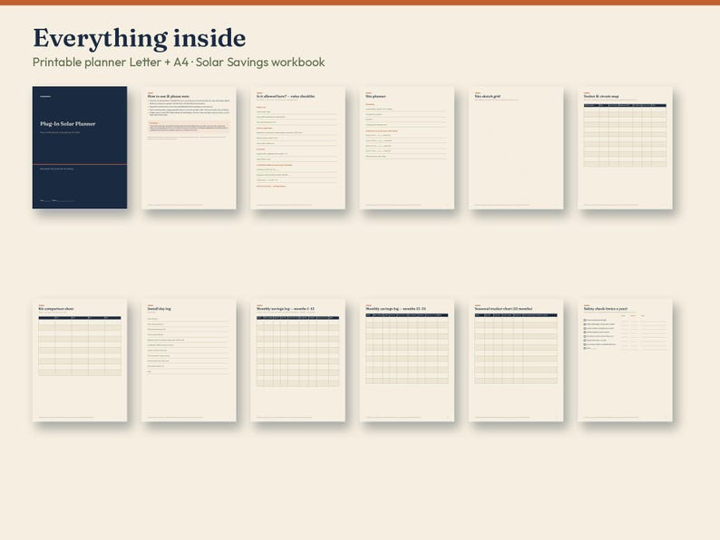 Plug-In Solar Planner & Savings Log | Balcony Solar Tracker Printable | Balkonkraftwerk Log | Solar Payback Worksheet | US Letter + A4 image 8