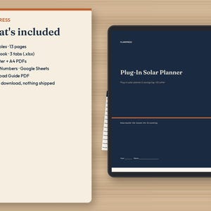 Plug-In Solar Planner & Savings Log | Balcony Solar Tracker Printable | Balkonkraftwerk Log | Solar Payback Worksheet | US Letter + A4 image 2