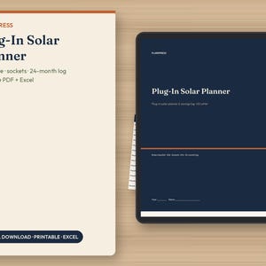 Plug-In Solar Planner & Savings Log | Balcony Solar Tracker Printable | Balkonkraftwerk Log | Solar Payback Worksheet | US Letter + A4 image 1