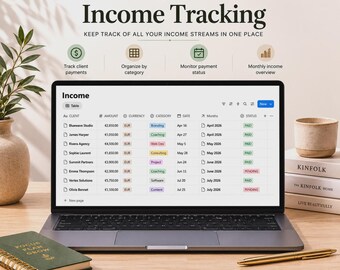 Notion Freelance Finance Dashboard - Income, Expenses, Invoices & Tax Tracker
