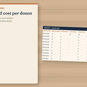 Registro de cría de codornices y calculadora de costos de huevos / Cuenta regresiva para la eclosión, registro de incubadora, registro de temperatura de criadora, seguimiento de puesta y alimentación / PDF imprimible, Excel imagen 4