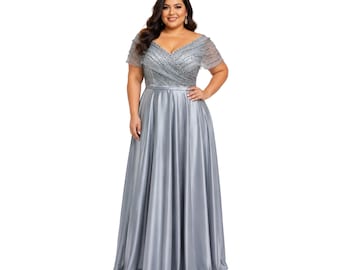 Cindy-50533 Elegant Long Dress with Off-Shoulder Design and Flowing Skirt for Special Occasions Formal Womenswear Elegance
