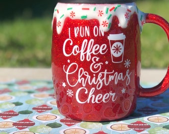Stainless steel glittered Christmas coffee mug