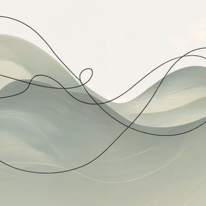 Puede incluir: Impresión artística abstracta con suaves pinceladas verdes y grises, evocando calma. Una delicada línea negra recorre la composición, añadiendo un toque de elegancia moderna. Adecuado para la decoración del hogar.
