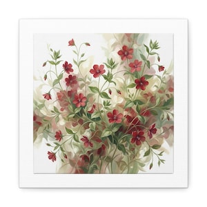 Console Table Decor, Red Watercolor Floral Canvas — Matte Finish, 1.25-Inch Pine Frame