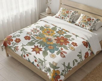 Vintage-Bettbezug mit floralem Steppmuster