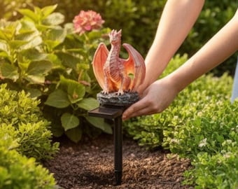 3D-Drachen-Solar-Gartenlicht, leuchtendes mythisches Dekor, mittelalterliche Fantasy-Yard-Verzierung