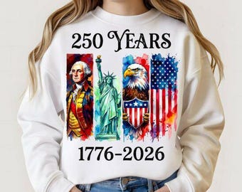250 Years 1776-2026 American History Sweatshirt | Statue of Liberty, Bald Eagle, Flag
