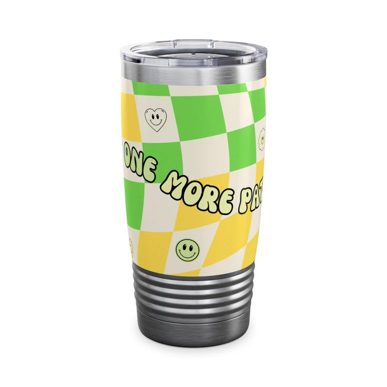 Just One More Party Tumbler | Checkered Smiley Design, 20oz image 5