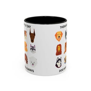 Caneca "Terapia Durante o Dia - Mãe de Cachorro Sempre" | Ilustrações de Rostos de Raças de Cães imagem 17