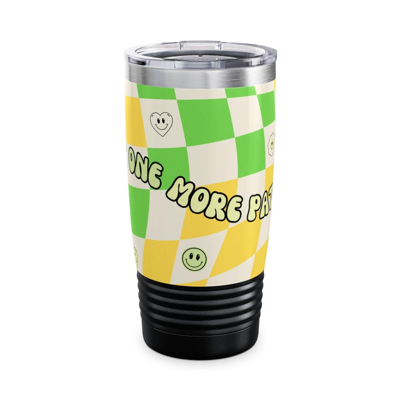 Just One More Party Tumbler | Checkered Smiley Design, 20oz image 9