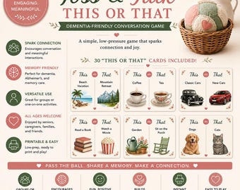 This or That Discussion Cards for Seniors | Conversation Starters | Group Activity Printable