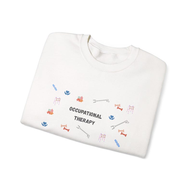Sudadera con cuello redondo y estampado de herramientas de terapia ocupacional imagen 4