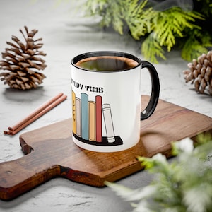 It's Study Time Book Stack Mug | Colorful Bookshelf Coffee Mug image 1