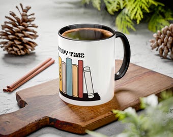 It's Study Time Book Stack Mug | Colorful Bookshelf Coffee Mug