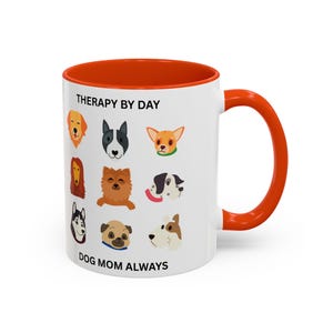 Caneca "Terapia Durante o Dia - Mãe de Cachorro Sempre" | Ilustrações de Rostos de Raças de Cães imagem 10