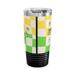 Just One More Party Tumbler | Checkered Smiley Design, 20oz image 11