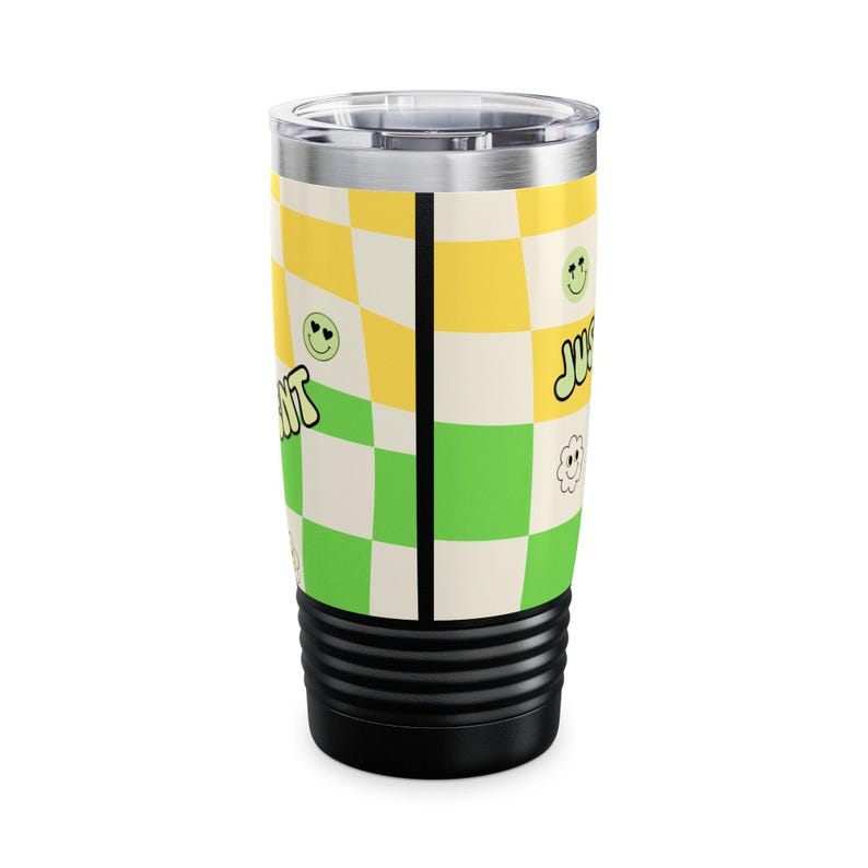 Just One More Party Tumbler | Checkered Smiley Design, 20oz image 11