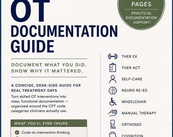 Occupational Therapy Documentation Guide | COTA CPT Code Cheat Sheet | Skilled Documentation Examples | Therapy Notes PDF