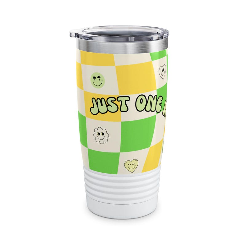 Just One More Party Tumbler | Checkered Smiley Design, 20oz image 2