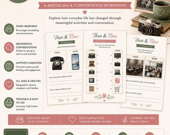 Then & Now: Nostalgia Conversation Workbook for Seniors, Memory Care Activities