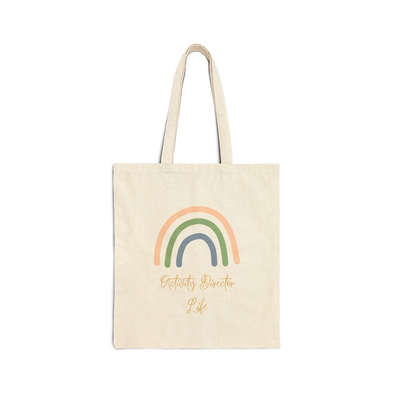 Retro Pastel Rainbow Tote Bag | Activity Director Canvas Tote image 2