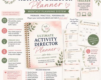 Ultimate Activity Director Digital Planner | Editable Monthly Planning System | Assisted Living & Memory Care Activity Calendar