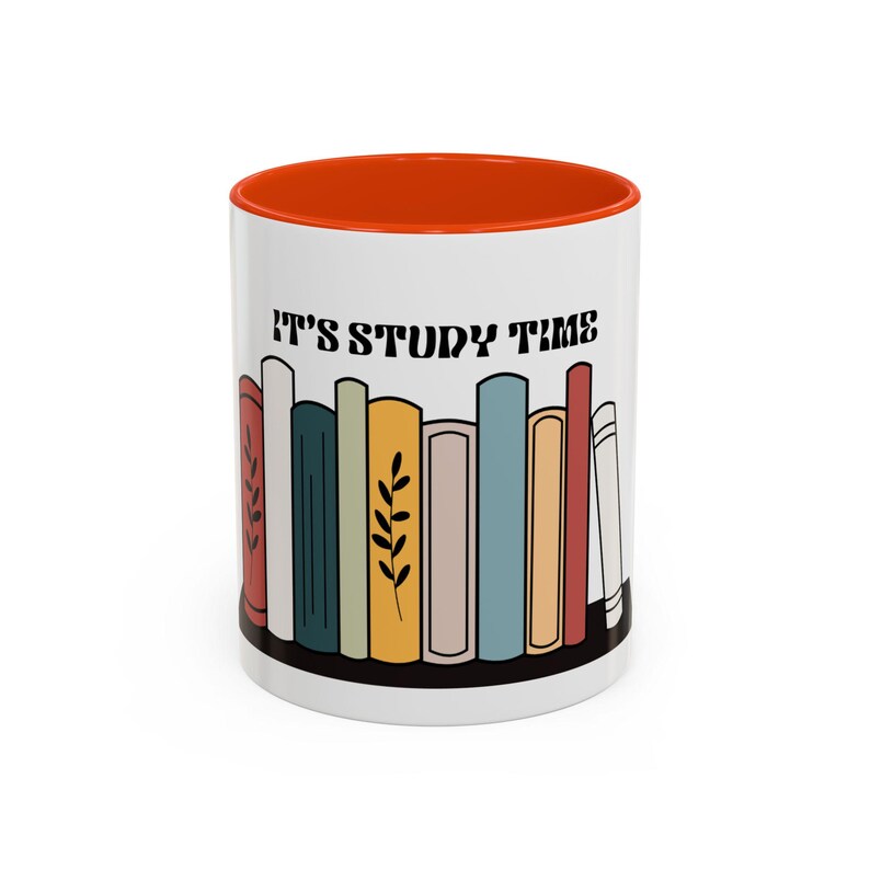 It's Study Time Book Stack Mug | Colorful Bookshelf Coffee Mug image 7
