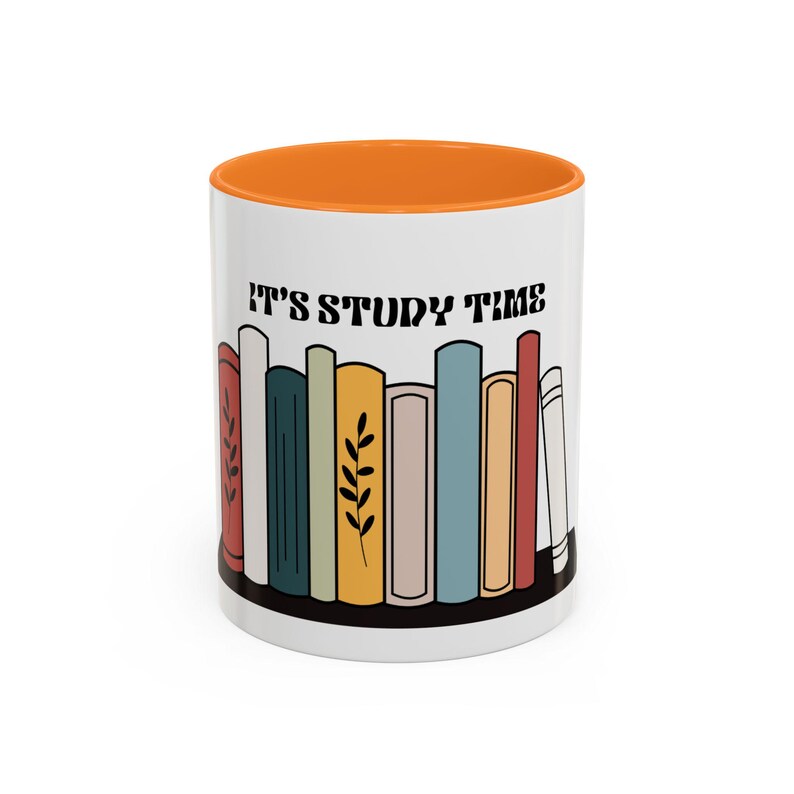 It's Study Time Book Stack Mug | Colorful Bookshelf Coffee Mug image 10