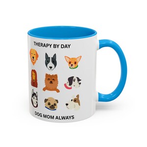 Caneca "Terapia Durante o Dia - Mãe de Cachorro Sempre" | Ilustrações de Rostos de Raças de Cães imagem 7