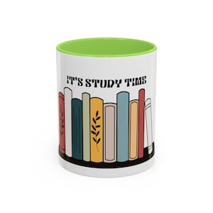 It's Study Time Book Stack Mug | Colorful Bookshelf Coffee Mug image 5