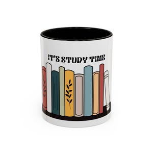 It's Study Time Book Stack Mug | Colorful Bookshelf Coffee Mug image 2