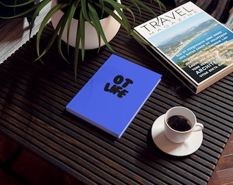 OT Life journal | Hardback notebook, blue watering can plant design