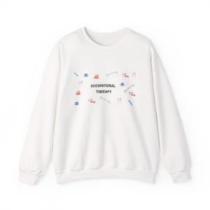 Sudadera con cuello redondo y estampado de herramientas de terapia ocupacional imagen 1
