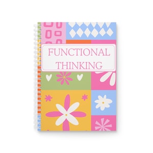 Functional Thinking Spiral Notebook | Retro Floral Patchwork, Colorful School Journal image 1