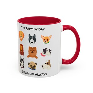 Caneca "Terapia Durante o Dia - Mãe de Cachorro Sempre" | Ilustrações de Rostos de Raças de Cães imagem 12